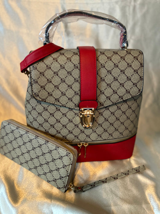 Red Accent 3 in 1 Purse